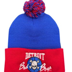 Detroit Bad Boys Cuffed Beanie with Pom - Royal/Red