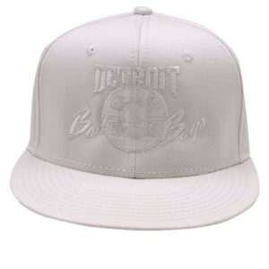 Detroit Bad Boys Flat Bill Snapback Cap - Tone on Tone Wht